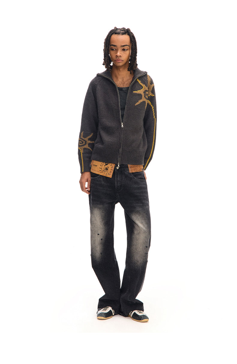 Stand collar zip cardigan