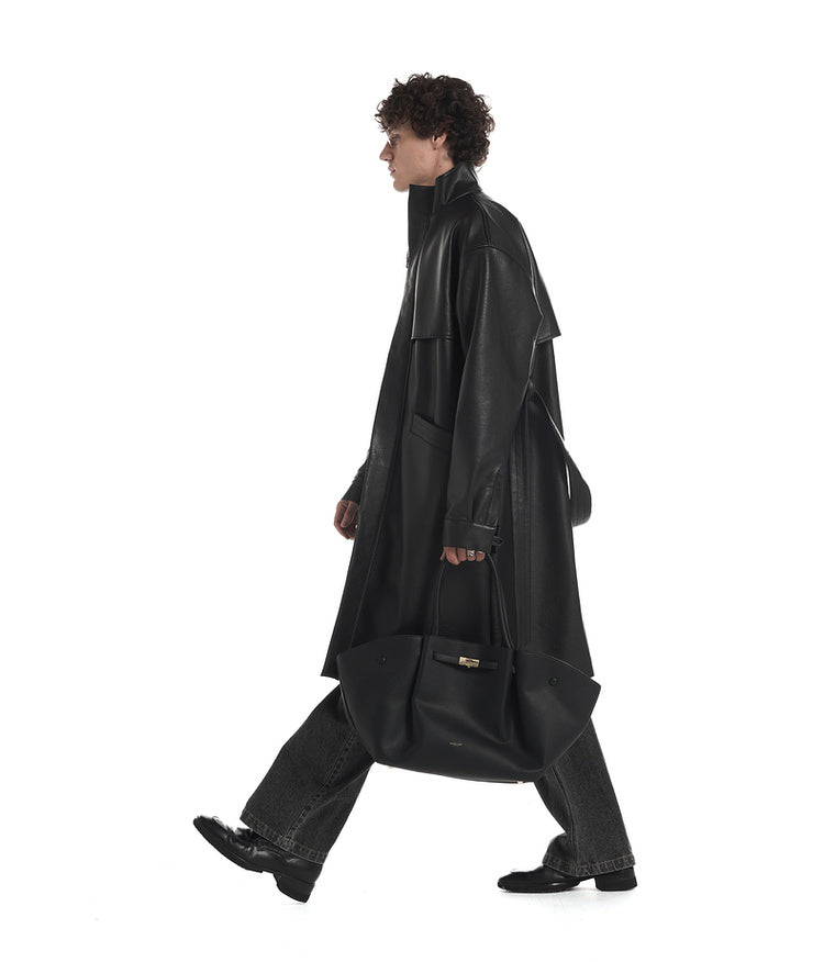 Simulated Leather Trench Coat
