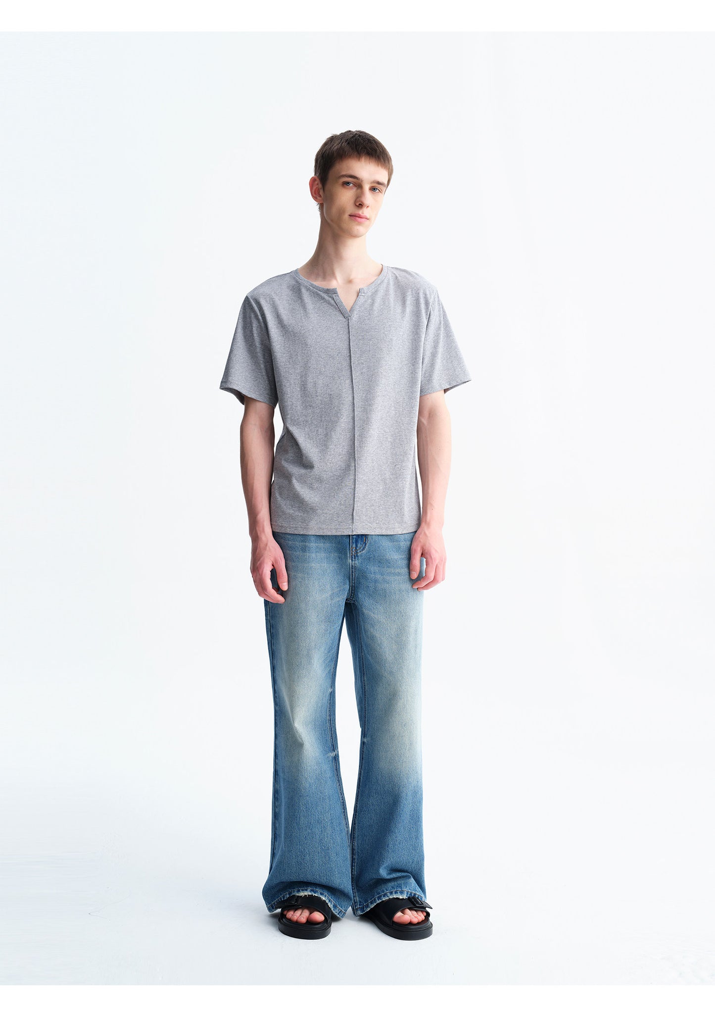 Slim-Fit Casual Denim Pants with Faded Details
