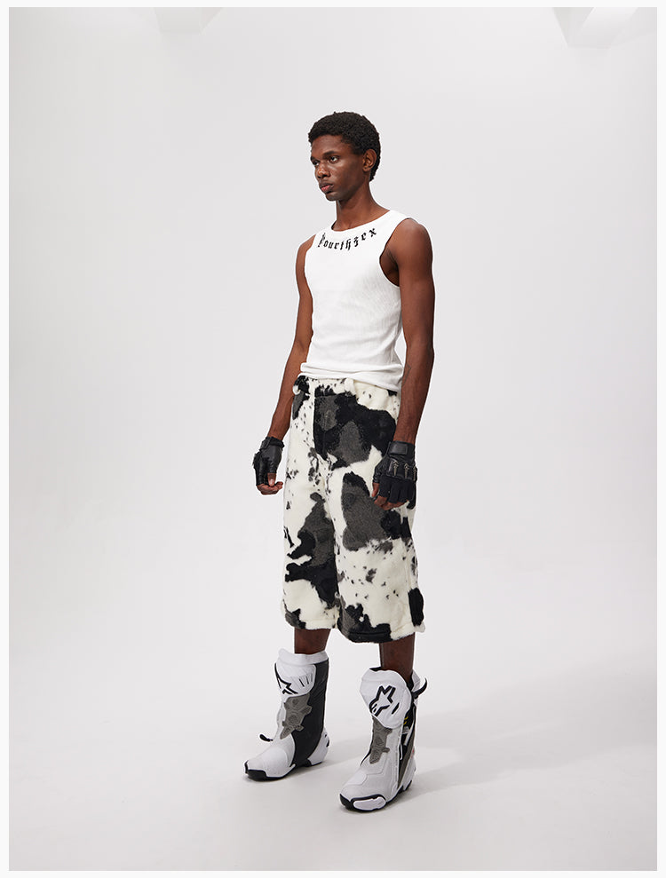 Original design cow print cropped shorts