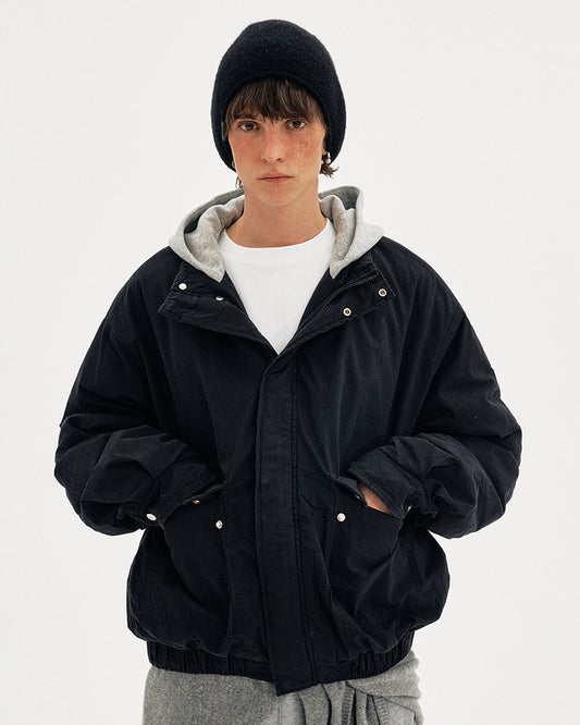 Patchwork Faux Two-Piece Thick Jacket