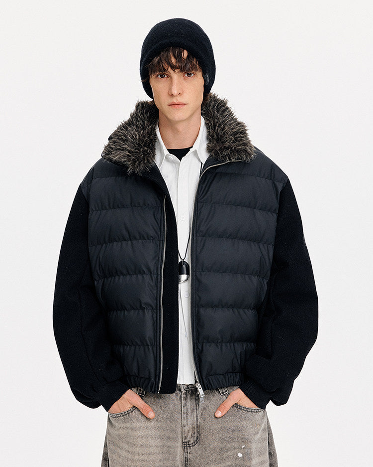 Luxury Stand Collar Patchwork Down Jacket