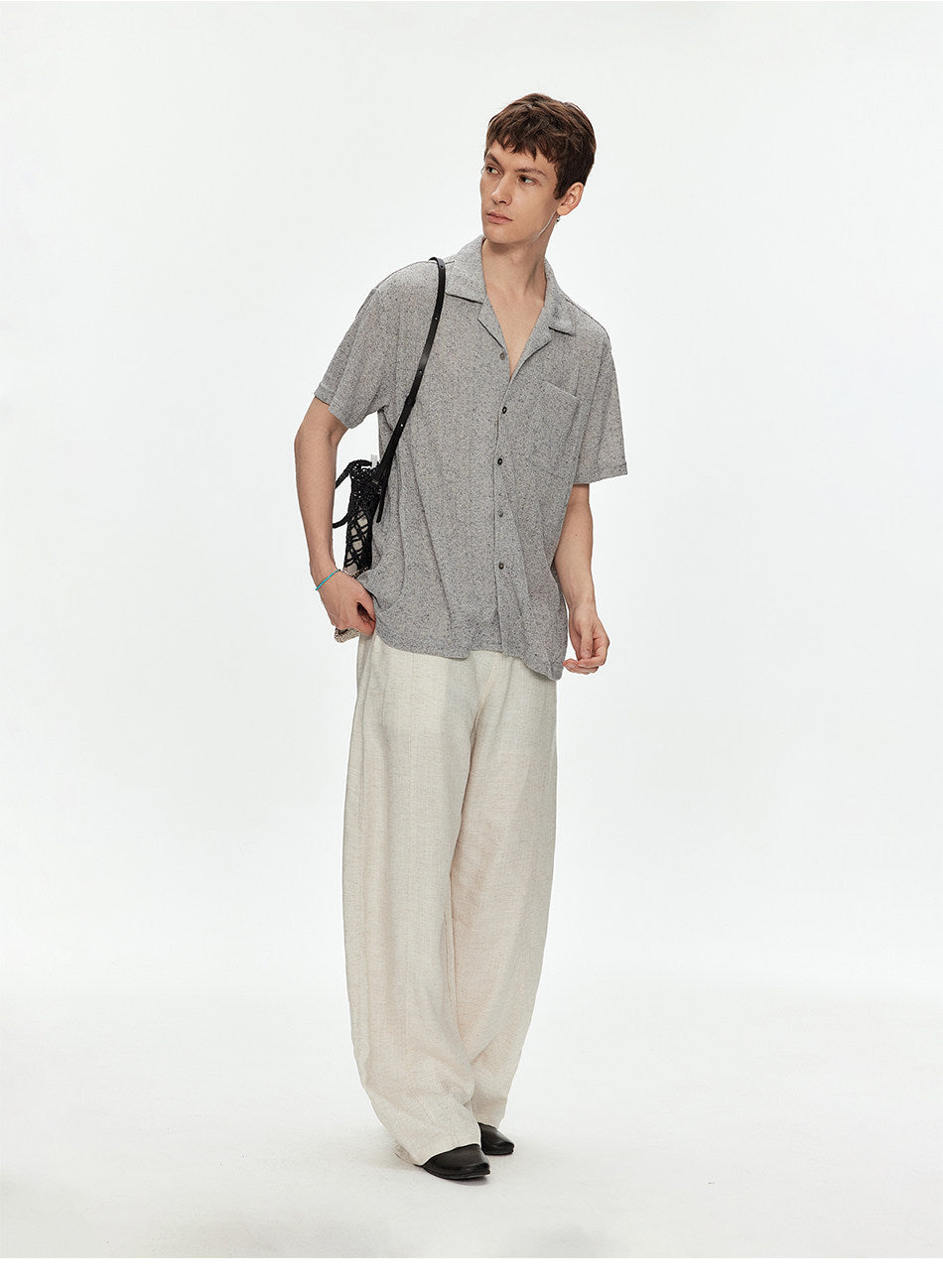 Cuban-Collar Sheer Shirt