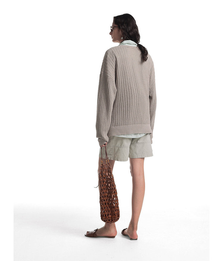 Beaded Knit V-Neck Cardigan
