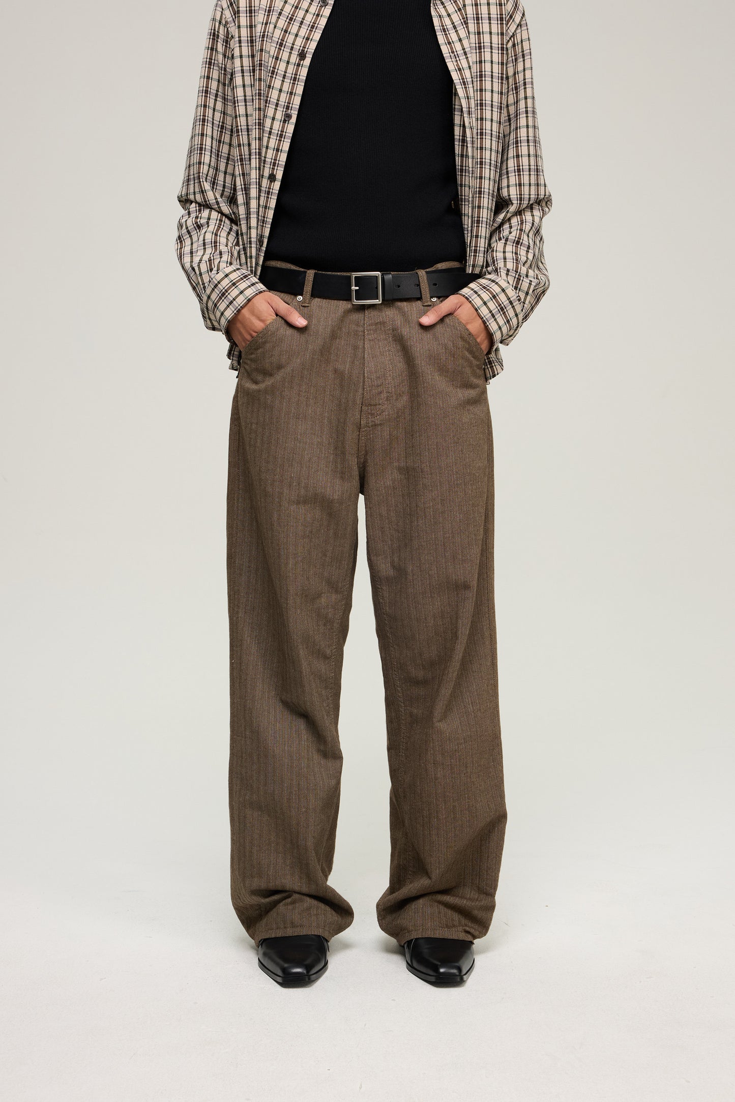 Retro Herringbone Casual Pants
