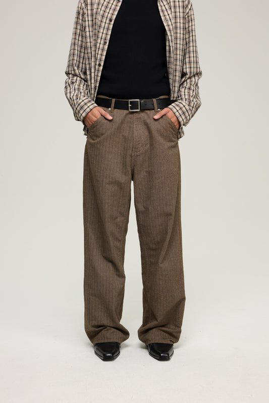 Retro Herringbone Casual Pants