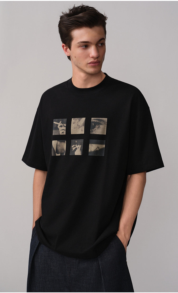 Silhouette Print Loose-Fit Casual T-Shirt