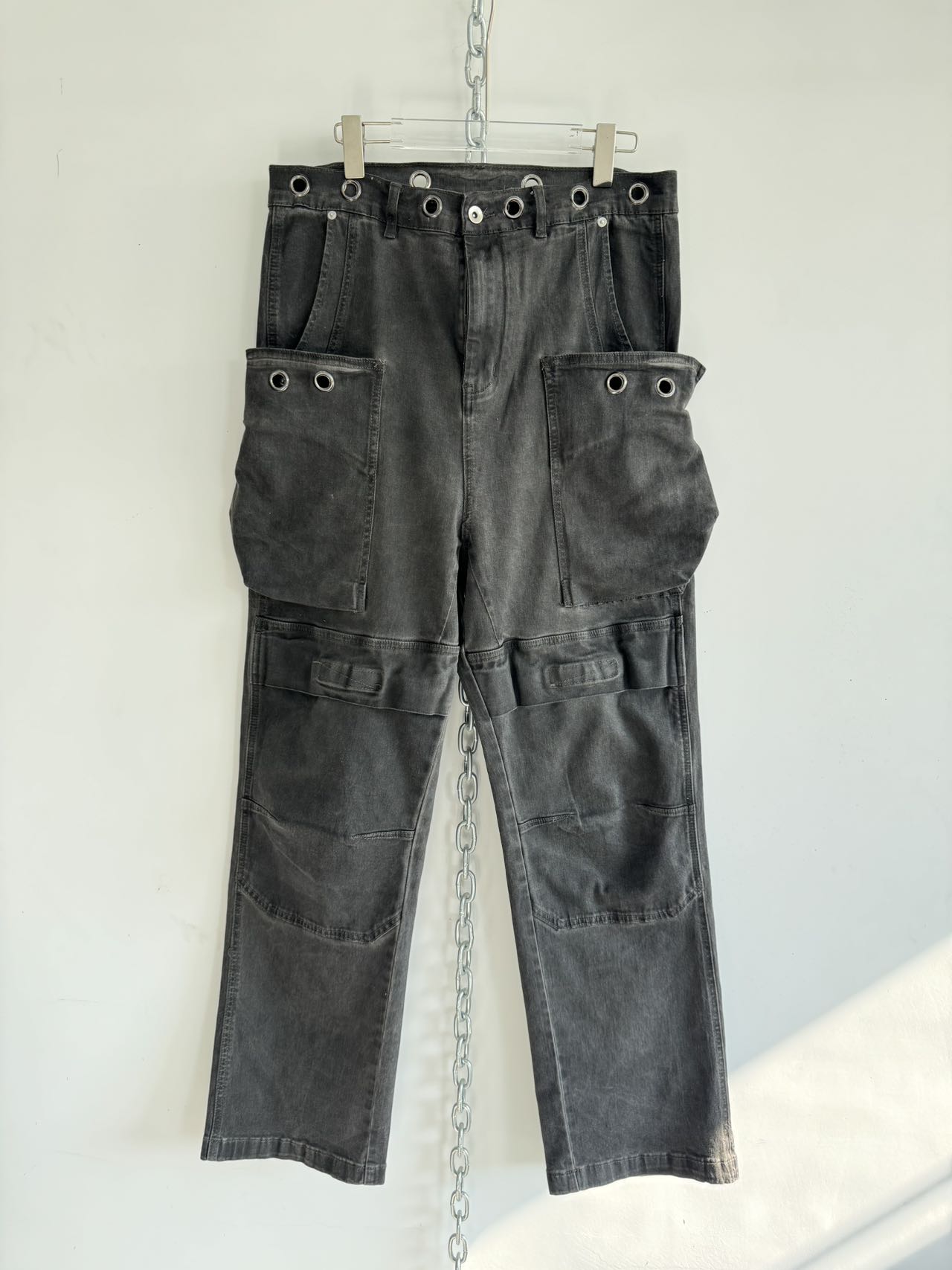 Multi-pocket dirty wash casual pants