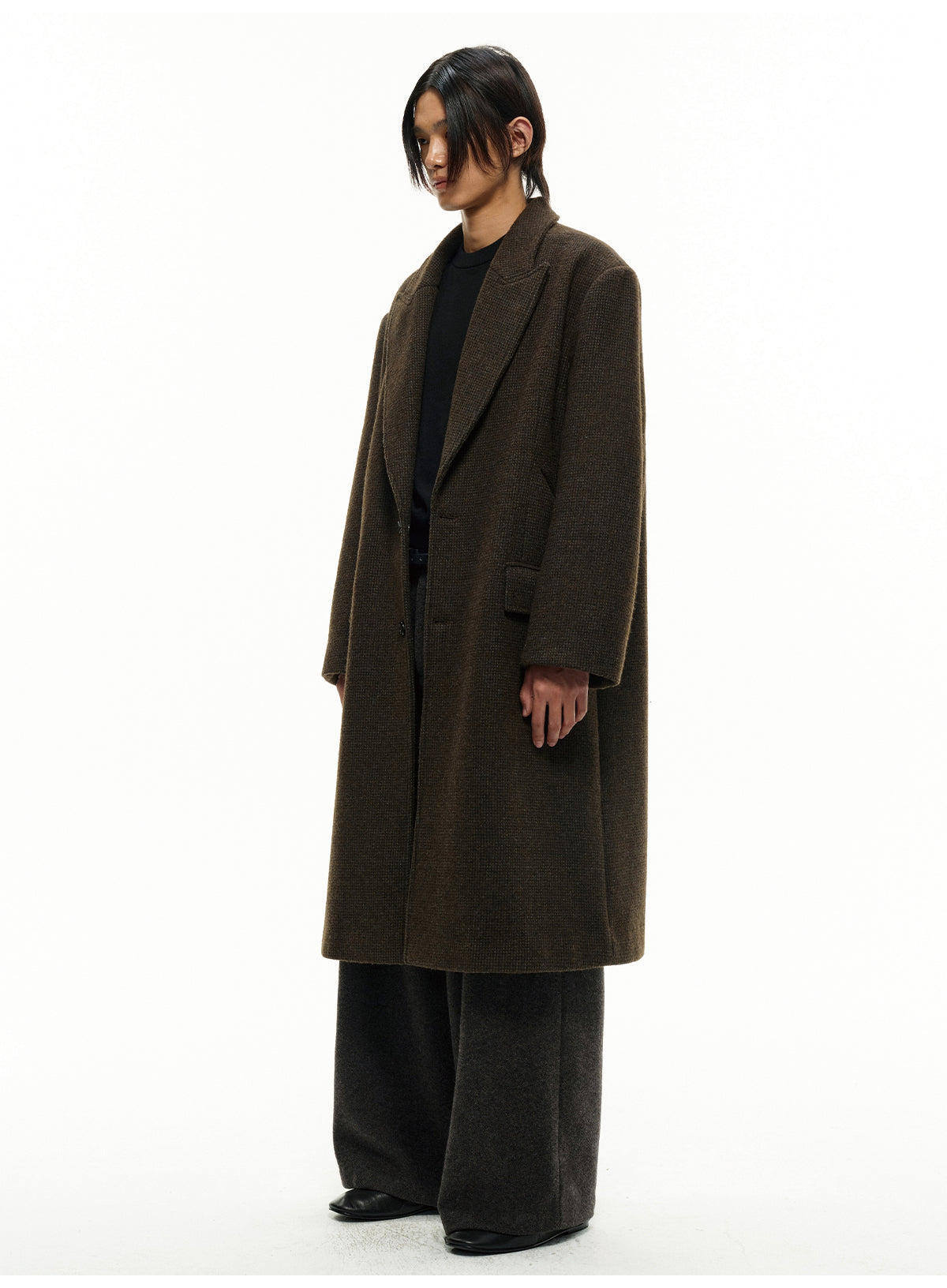 Houndstooth Peak Collar Coat