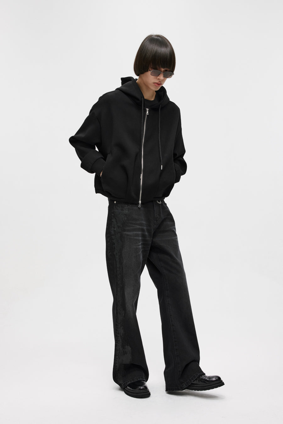 Pleated Air Layer Hooded Sweatshirt