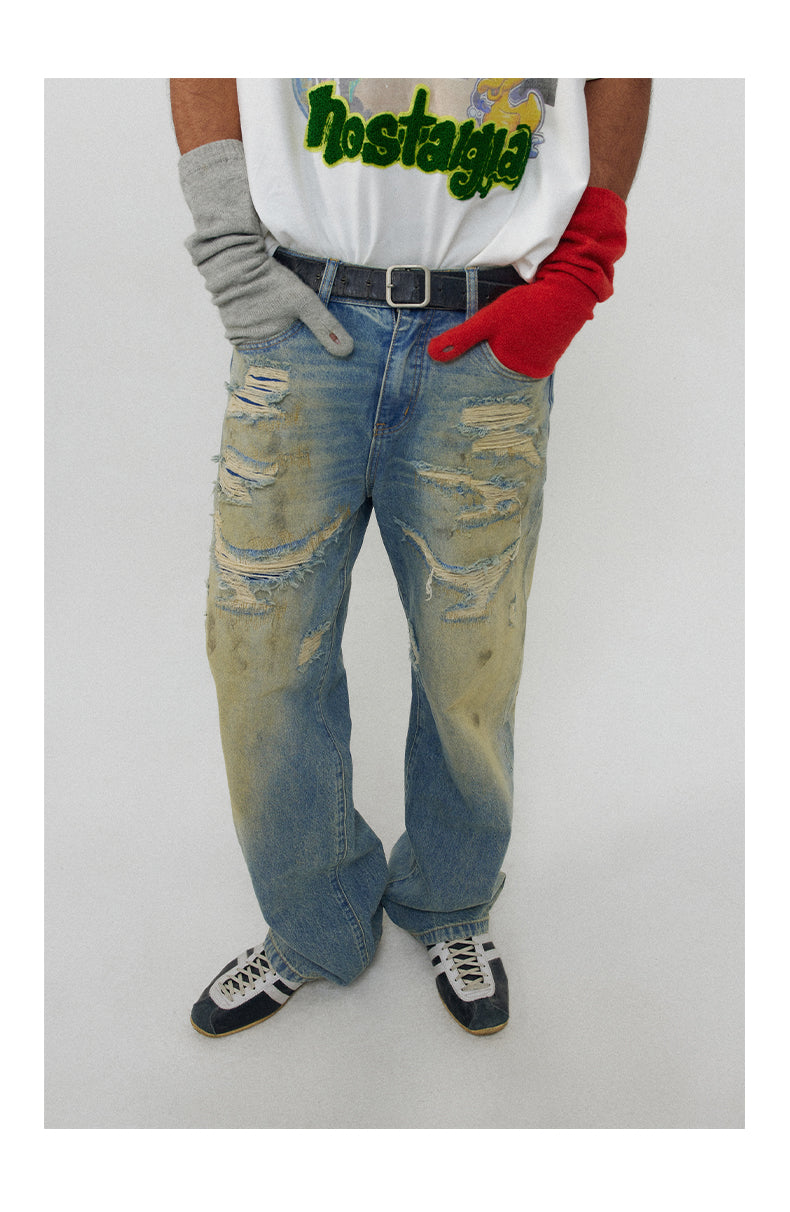 Washed Damaged Craft Jeans