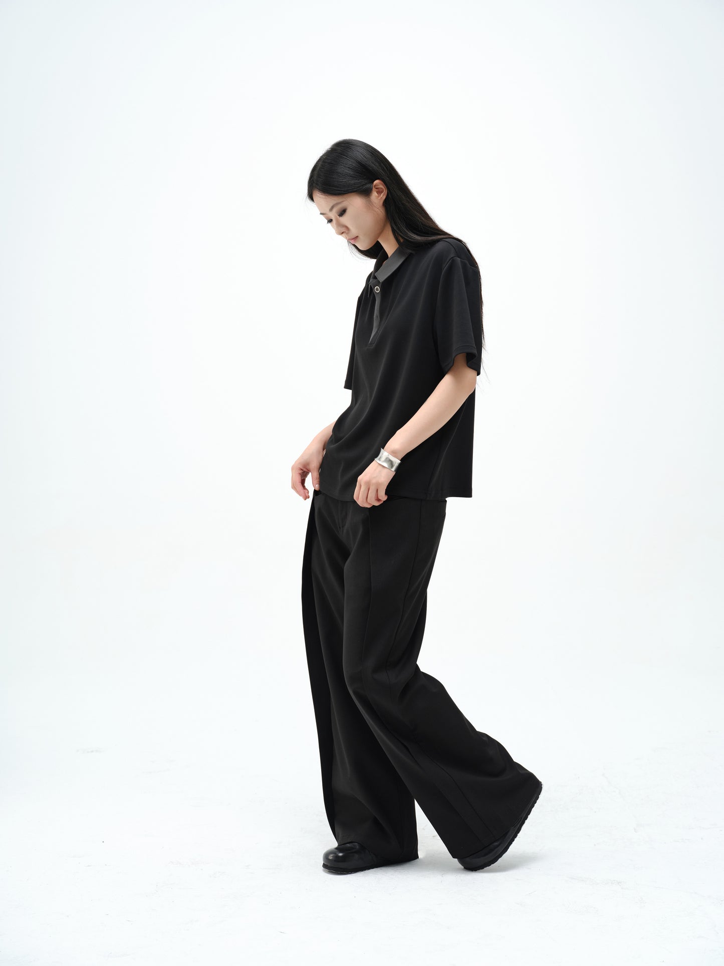 Single-button polo shirt