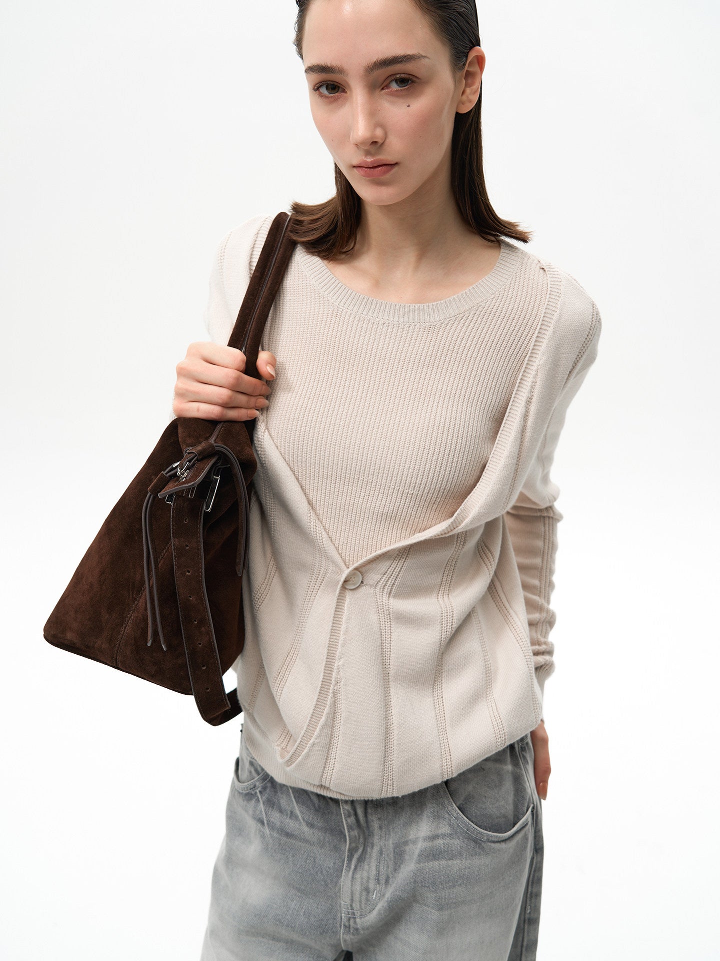 Double-Layer Faux Two-Piece Knit