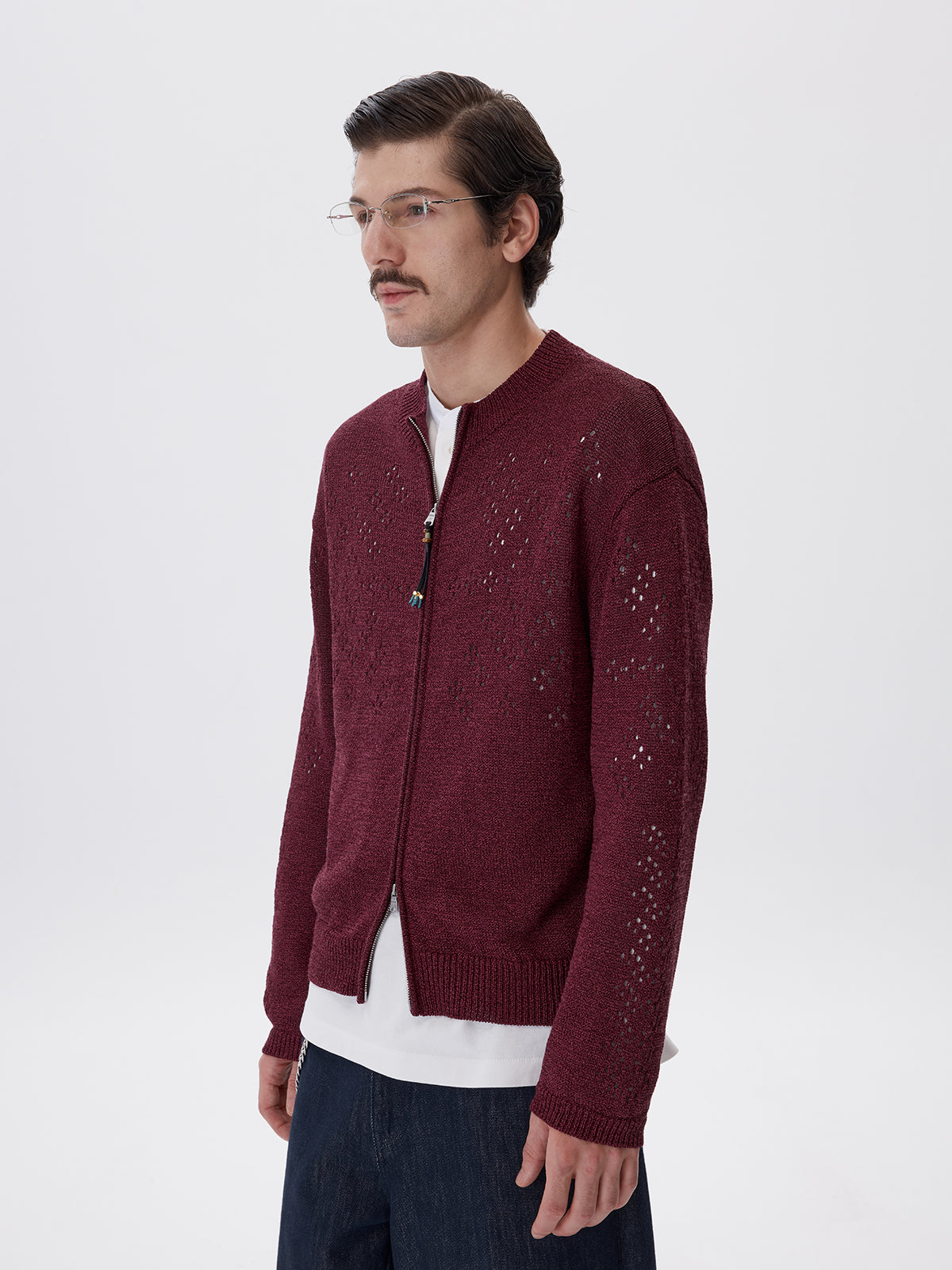 Beaded Zipper Cardigan