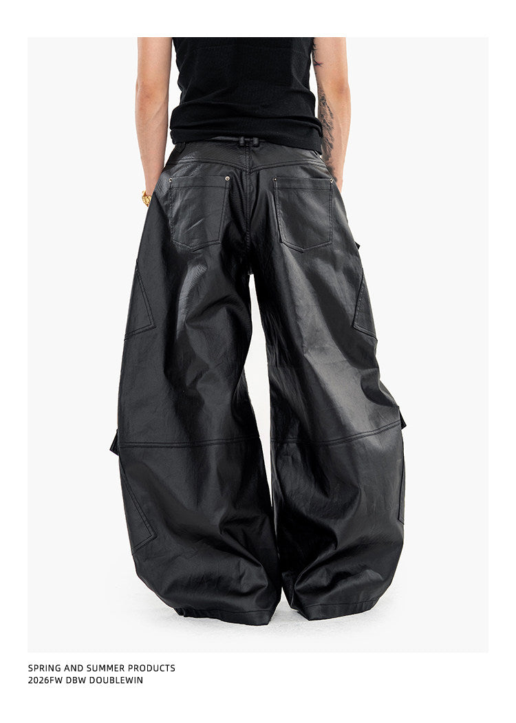 Wax-Finished Multi-Pocket Work Pants