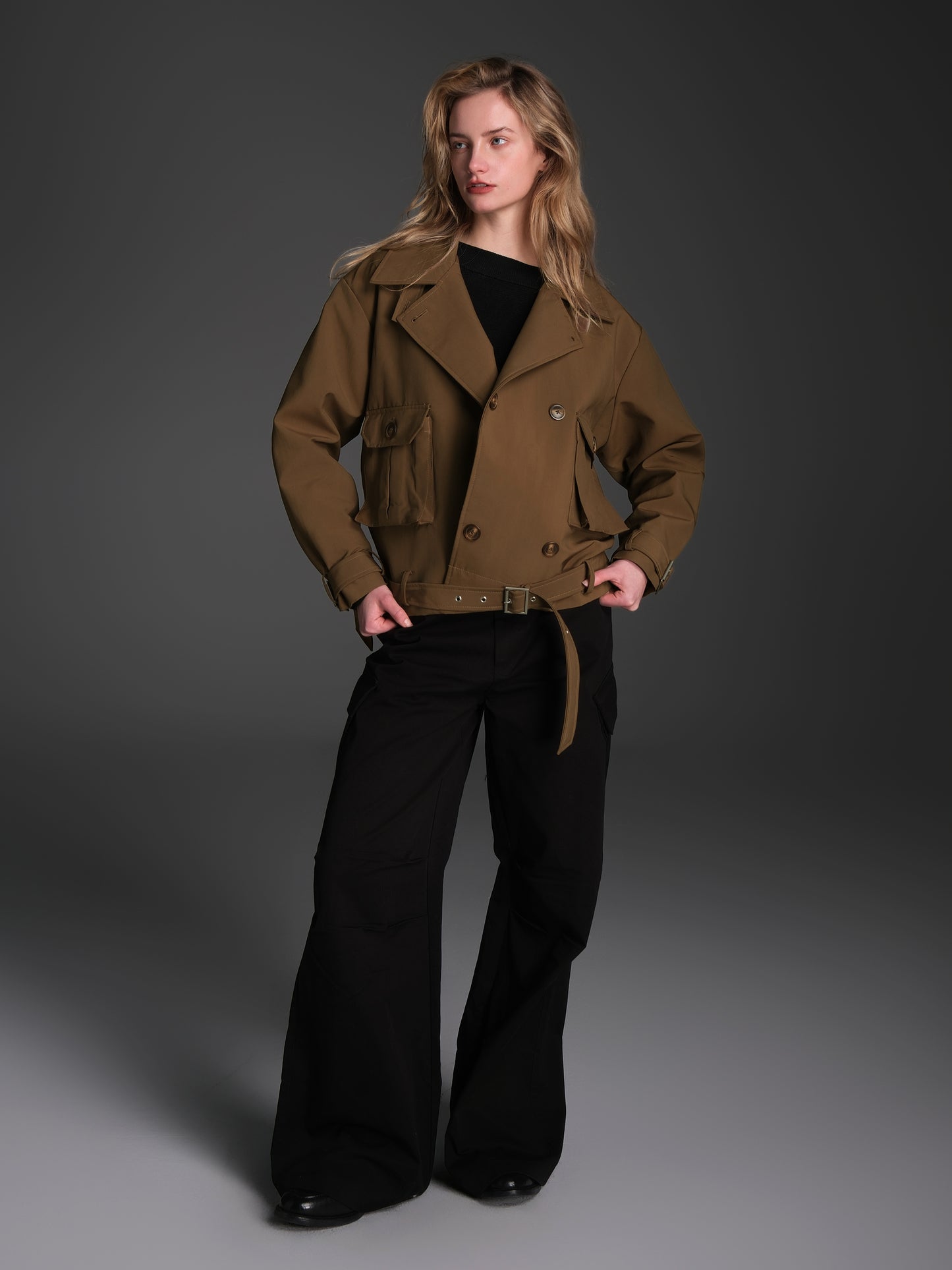 Short wide trench coat