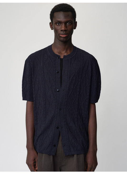Crew-neck Cutout Cardigan