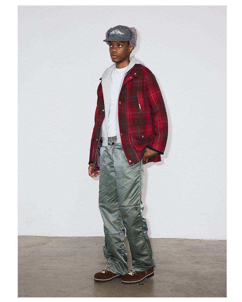 Pure Wool Check Pattern Hunting Jacket