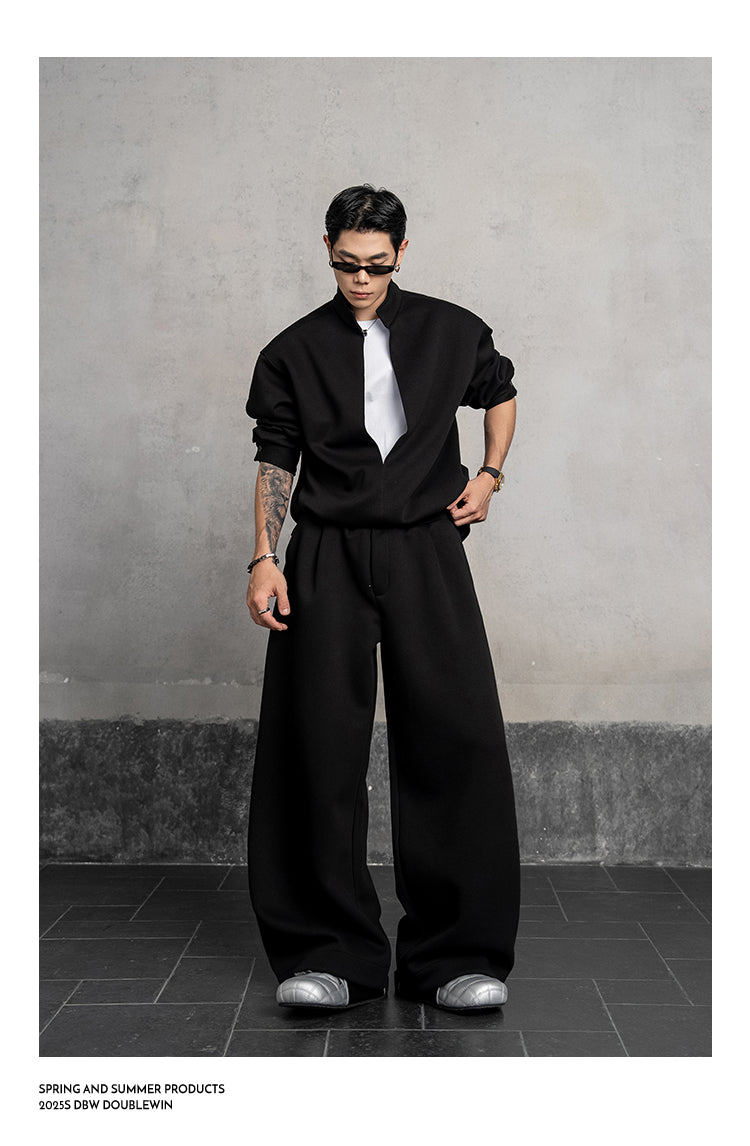 Stand-up collar sweatshirt set