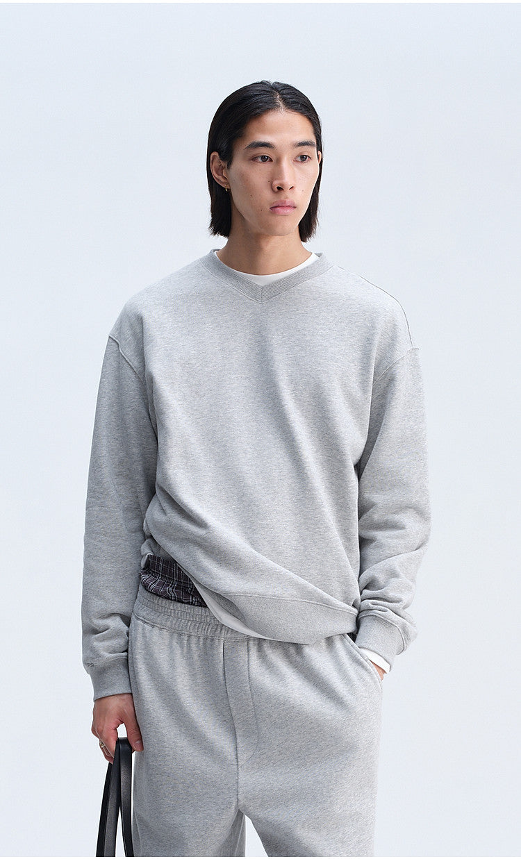 Casual Sweatshirt with Loose Rib Knit