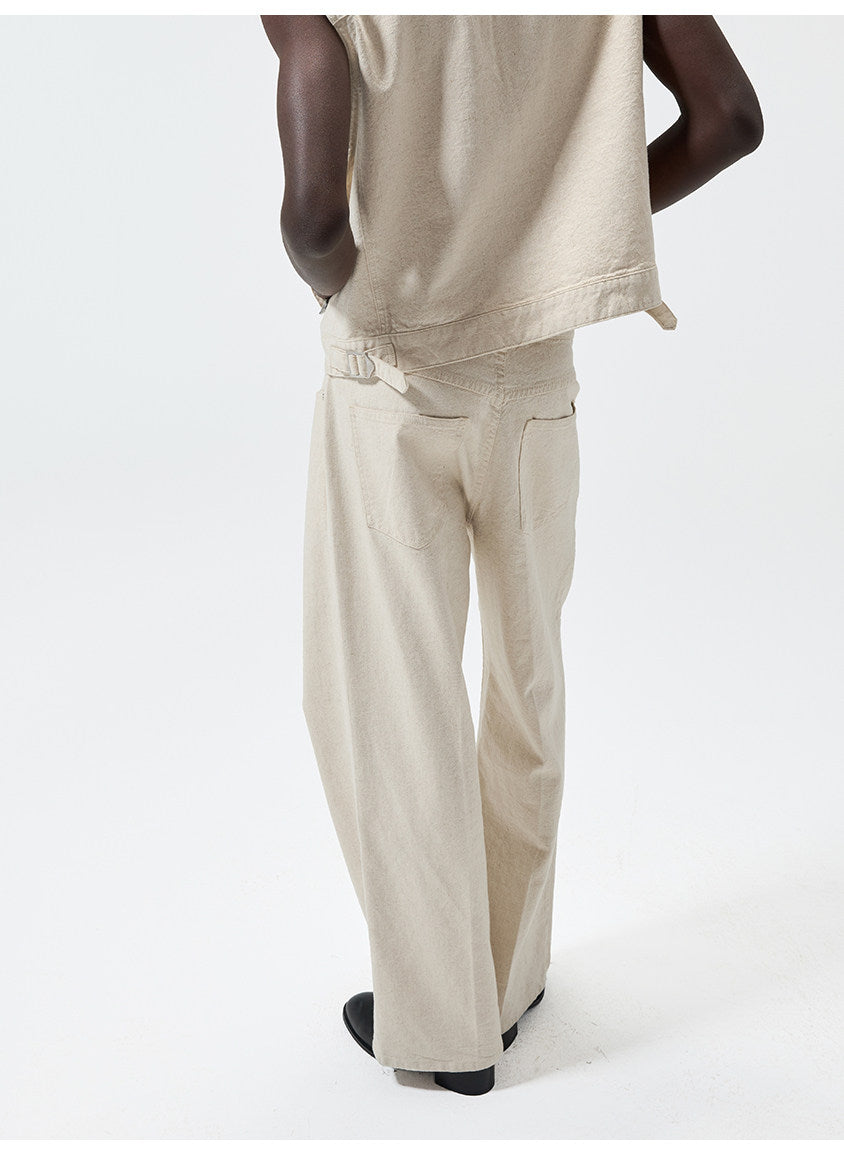 Wash-Finish Straight-Leg Pants