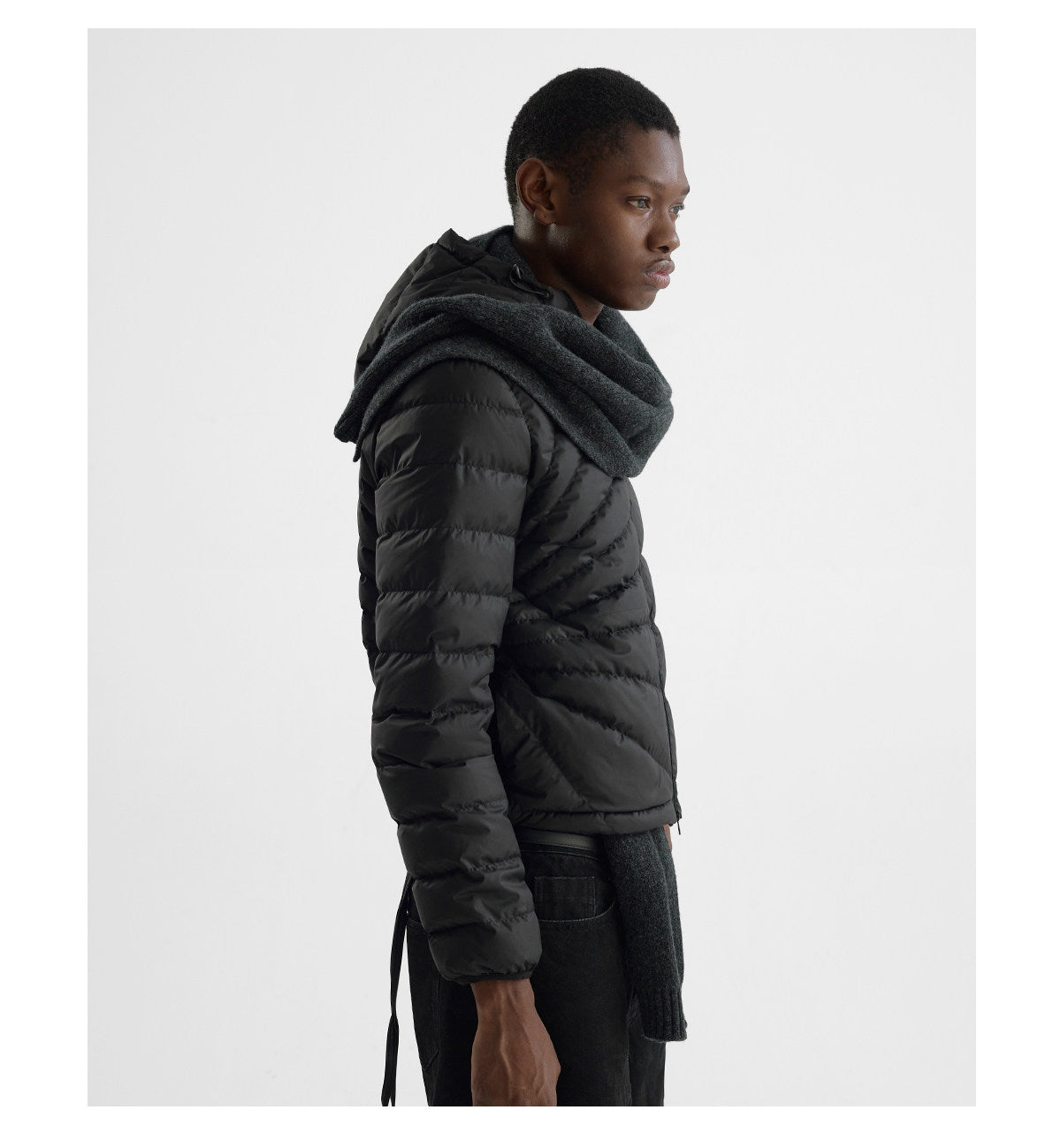 Embossed Straight-Line Quilted Down Jacket
