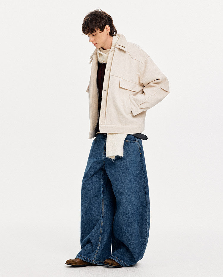 Double Collar Faux Two-Piece Jacket