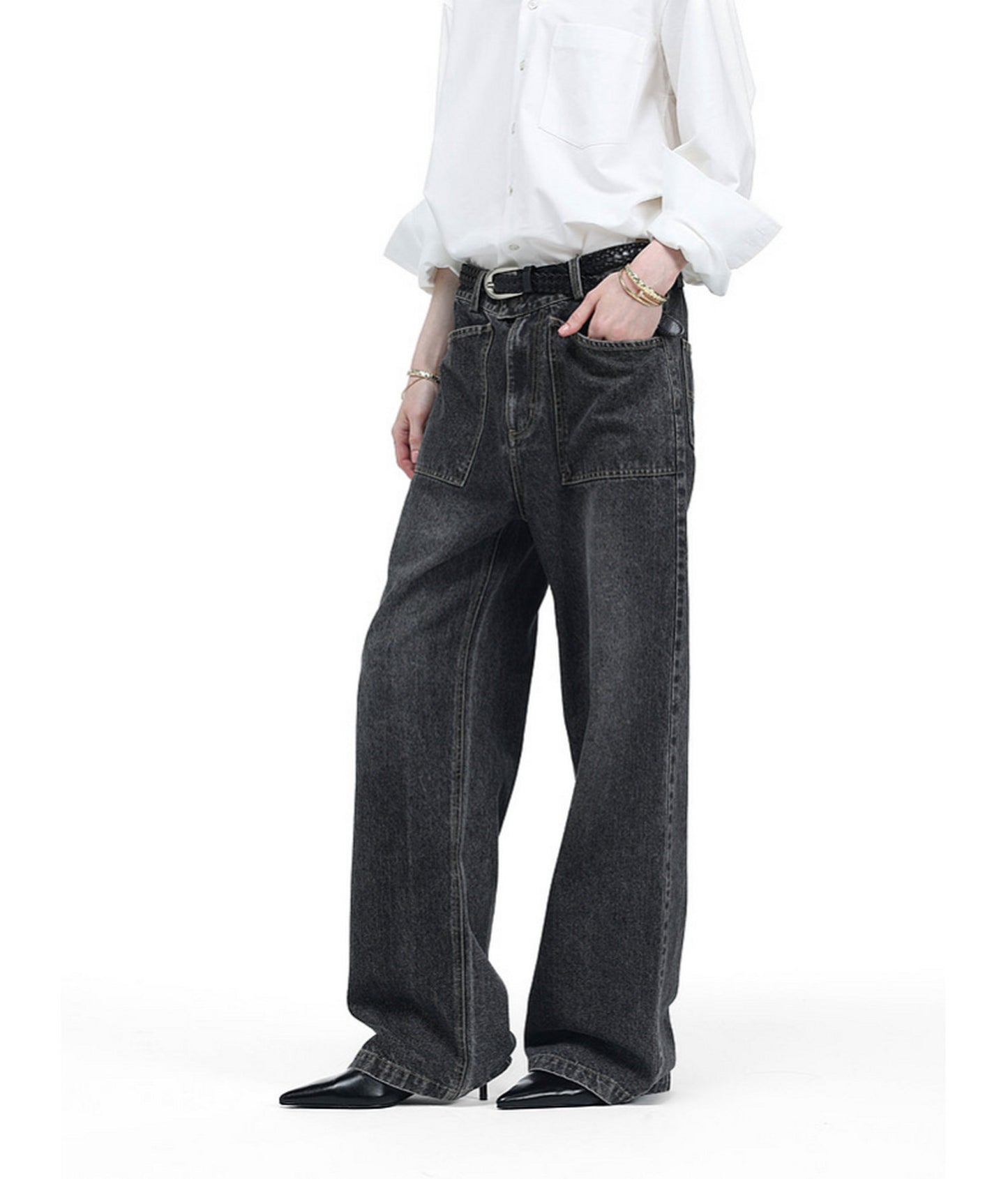 Wash-Mat Mid-Rise Straight-Leg Jeans