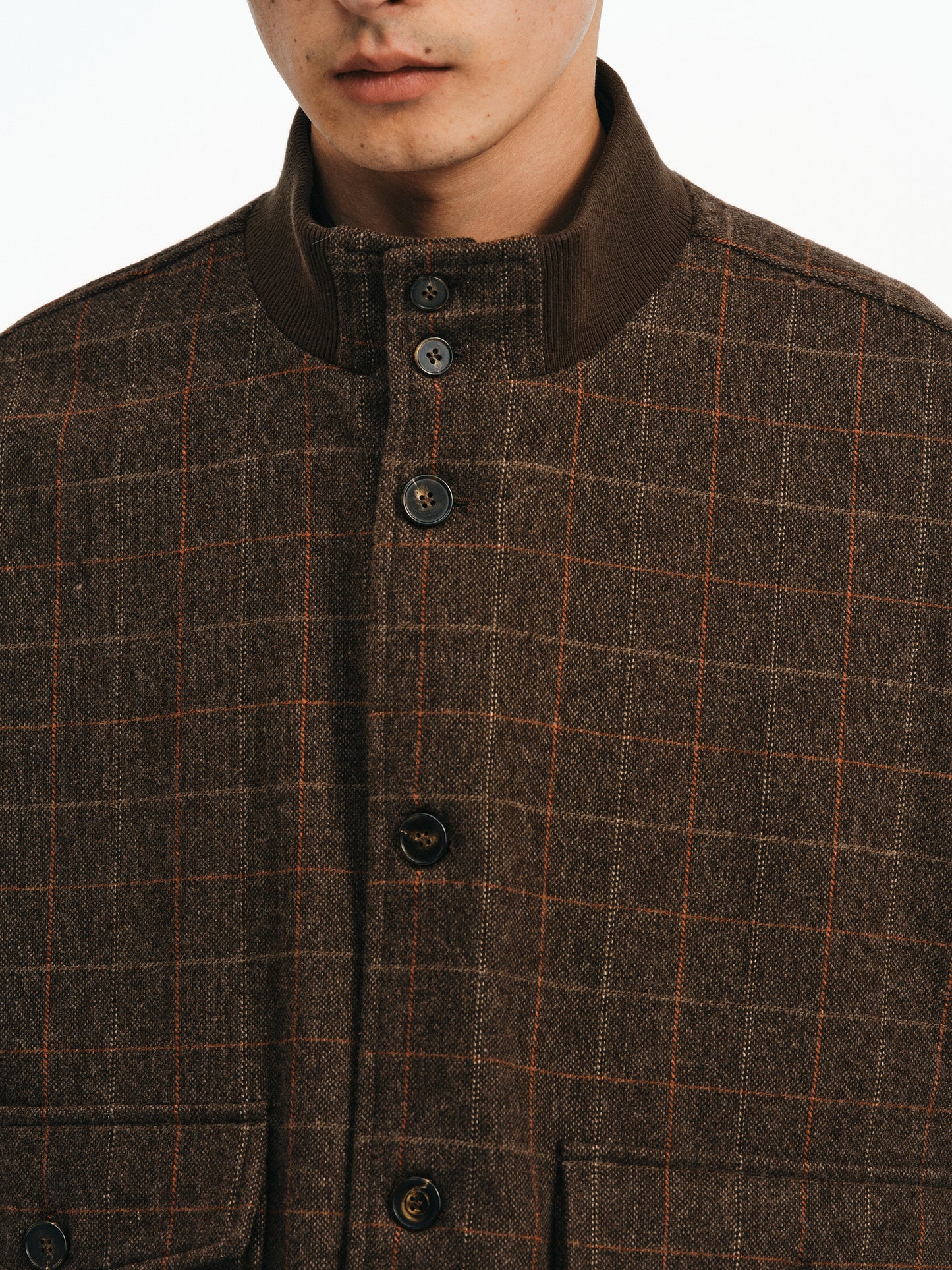 Checkered Stand Collar Jacket
