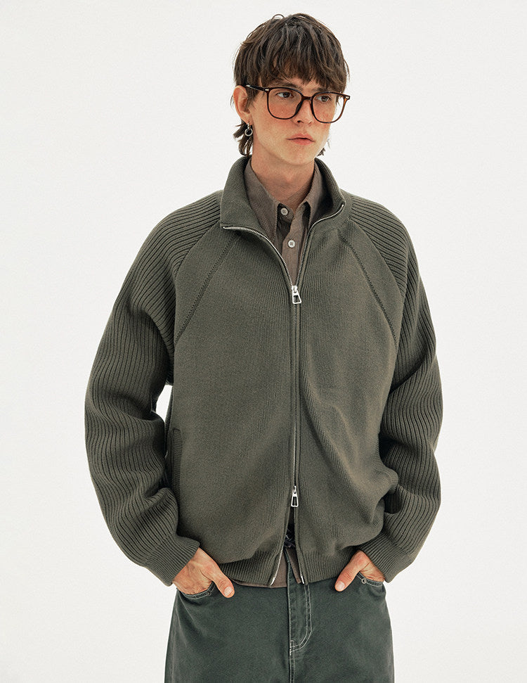 Stand Collar Knit Jacket