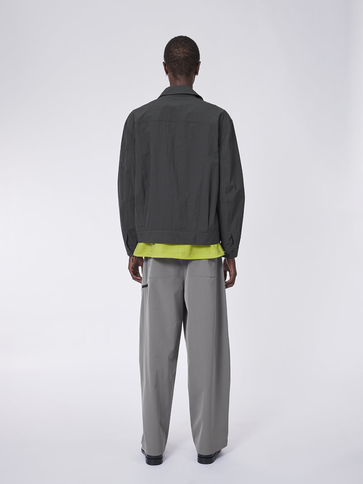 Short Wide Wrinkled Nylon Jacket