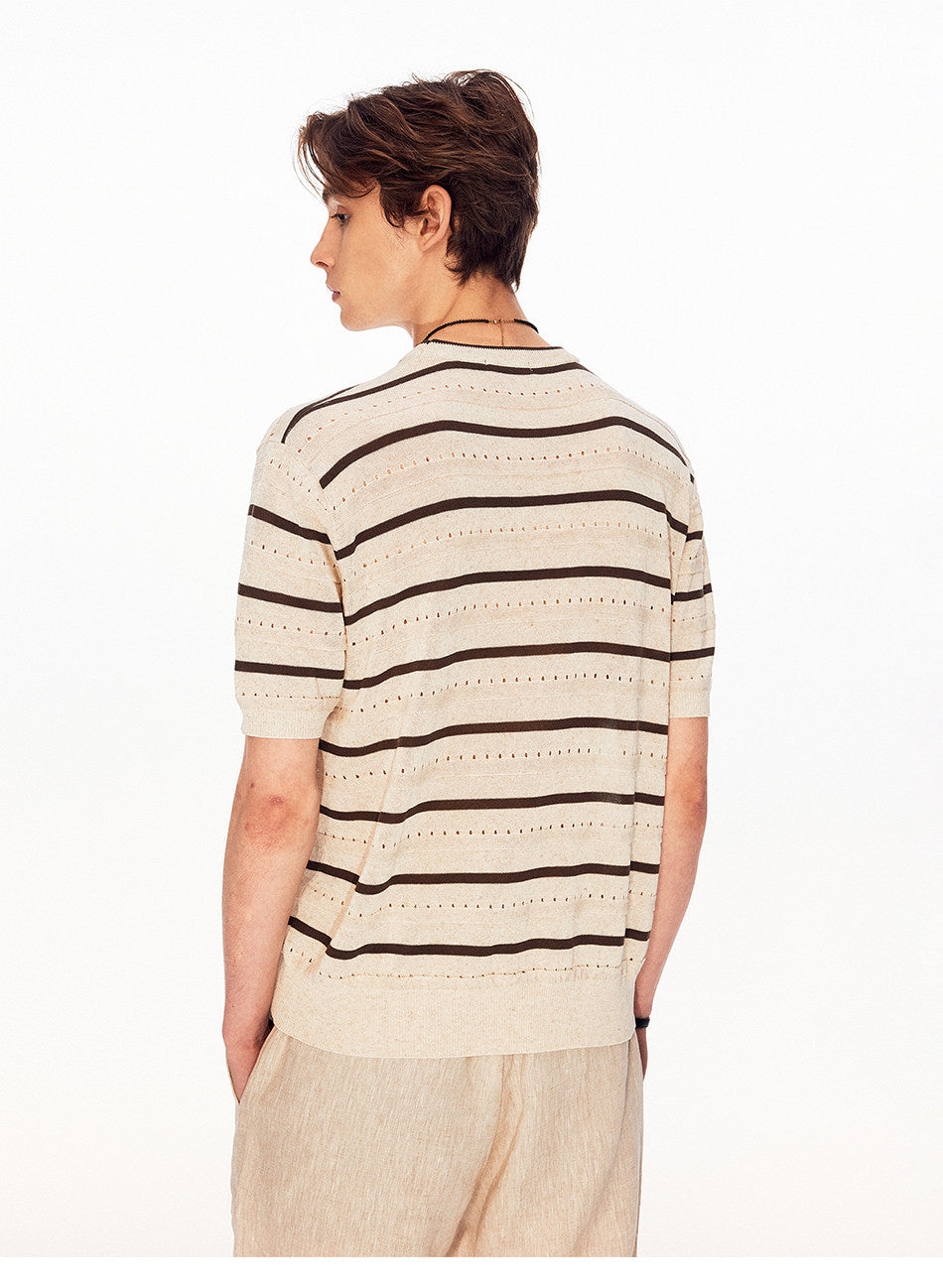 Unisex Vintage-Style Mesh-Striped Knit