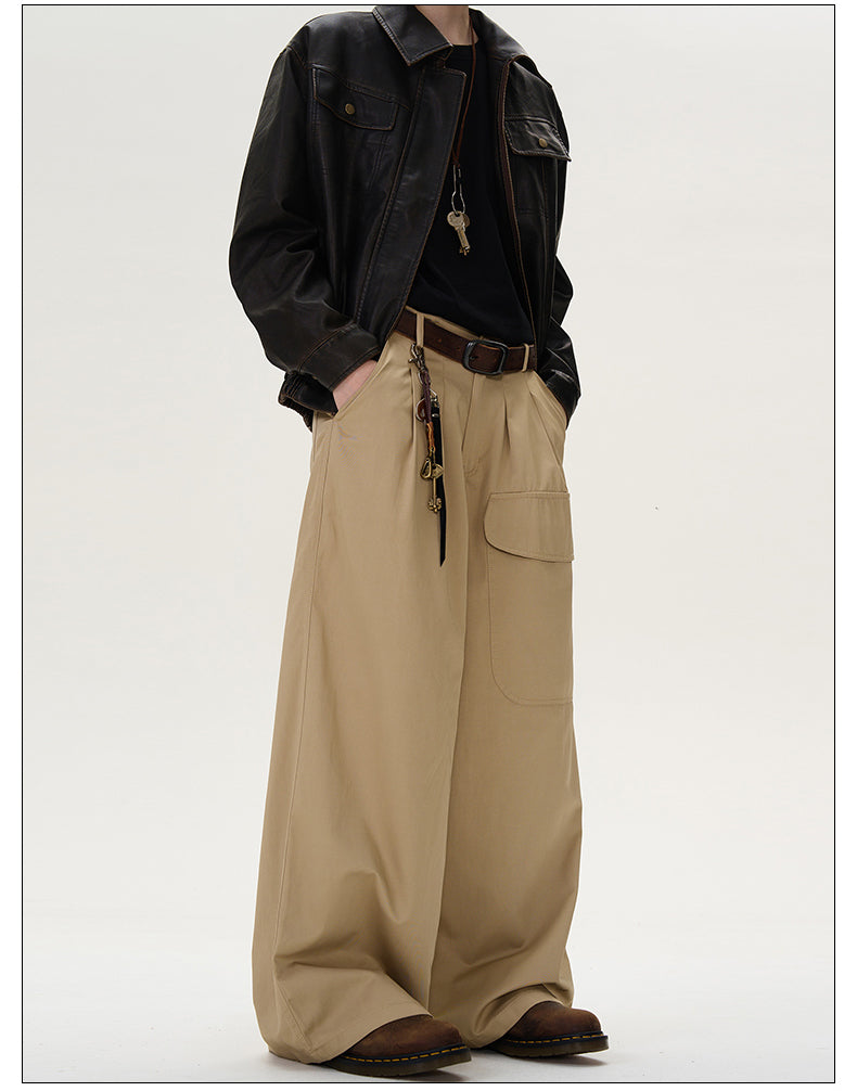 Retro Large Pocket Casual Pants