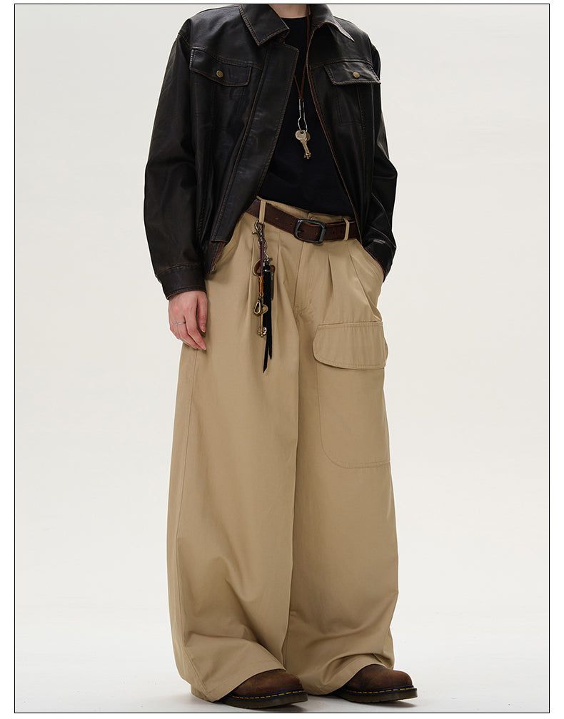 Retro Large Pocket Casual Pants