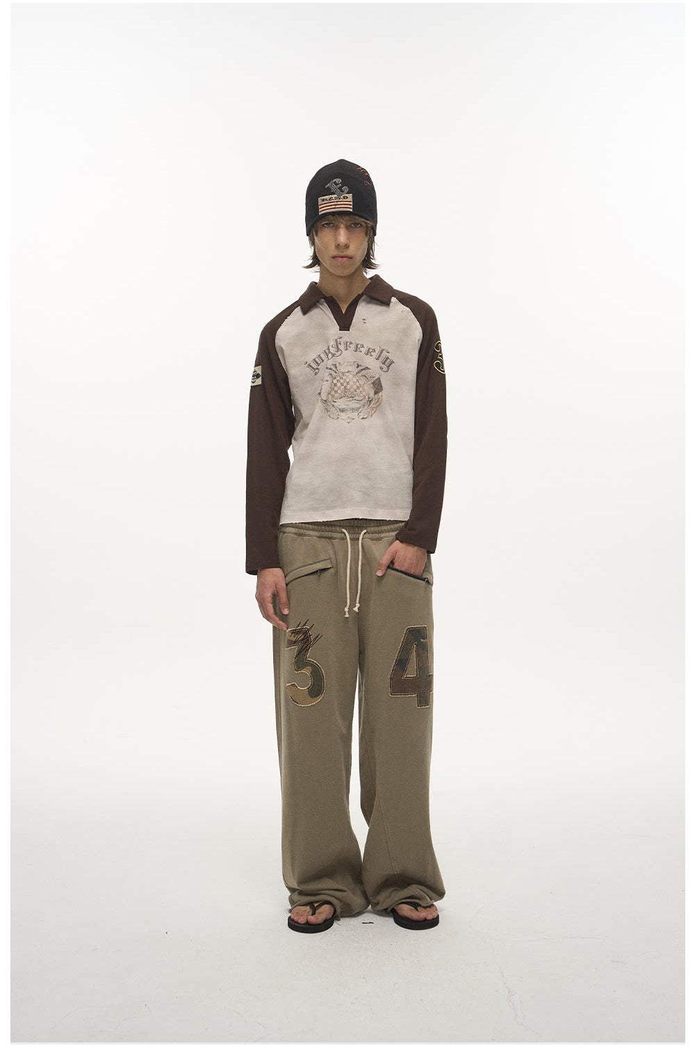Wash-Distressed Digital Appliqué Sweatpants