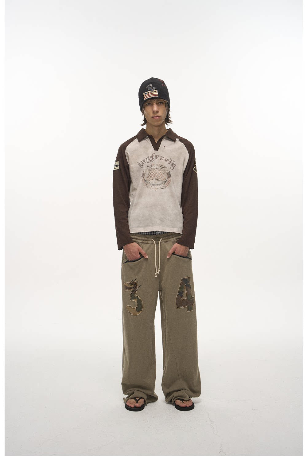 Wash-Distressed Digital Appliqué Sweatpants