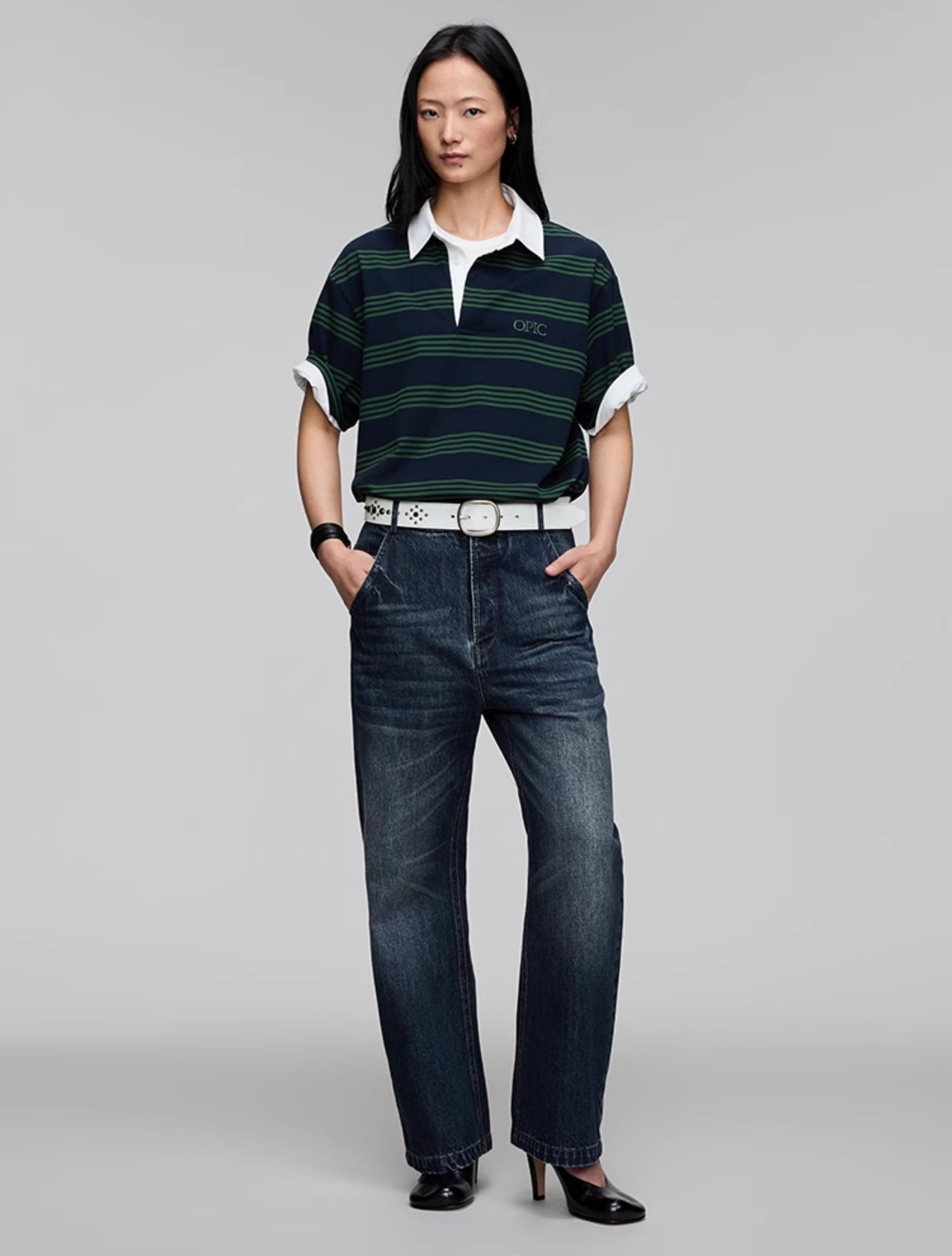 Washed Straight Denim Pants