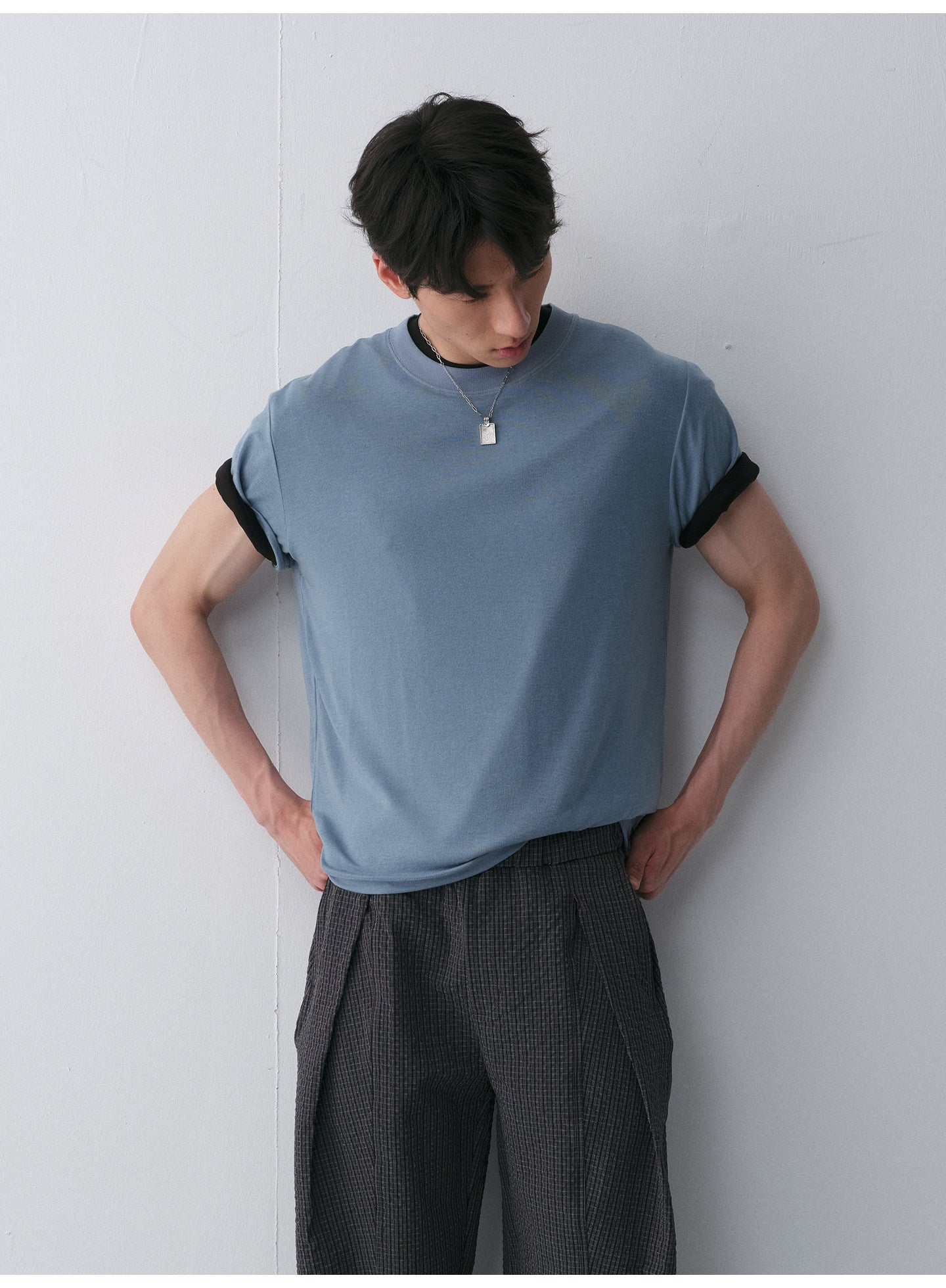 Tencel & Wool Blend Crew Neck T-Shirt