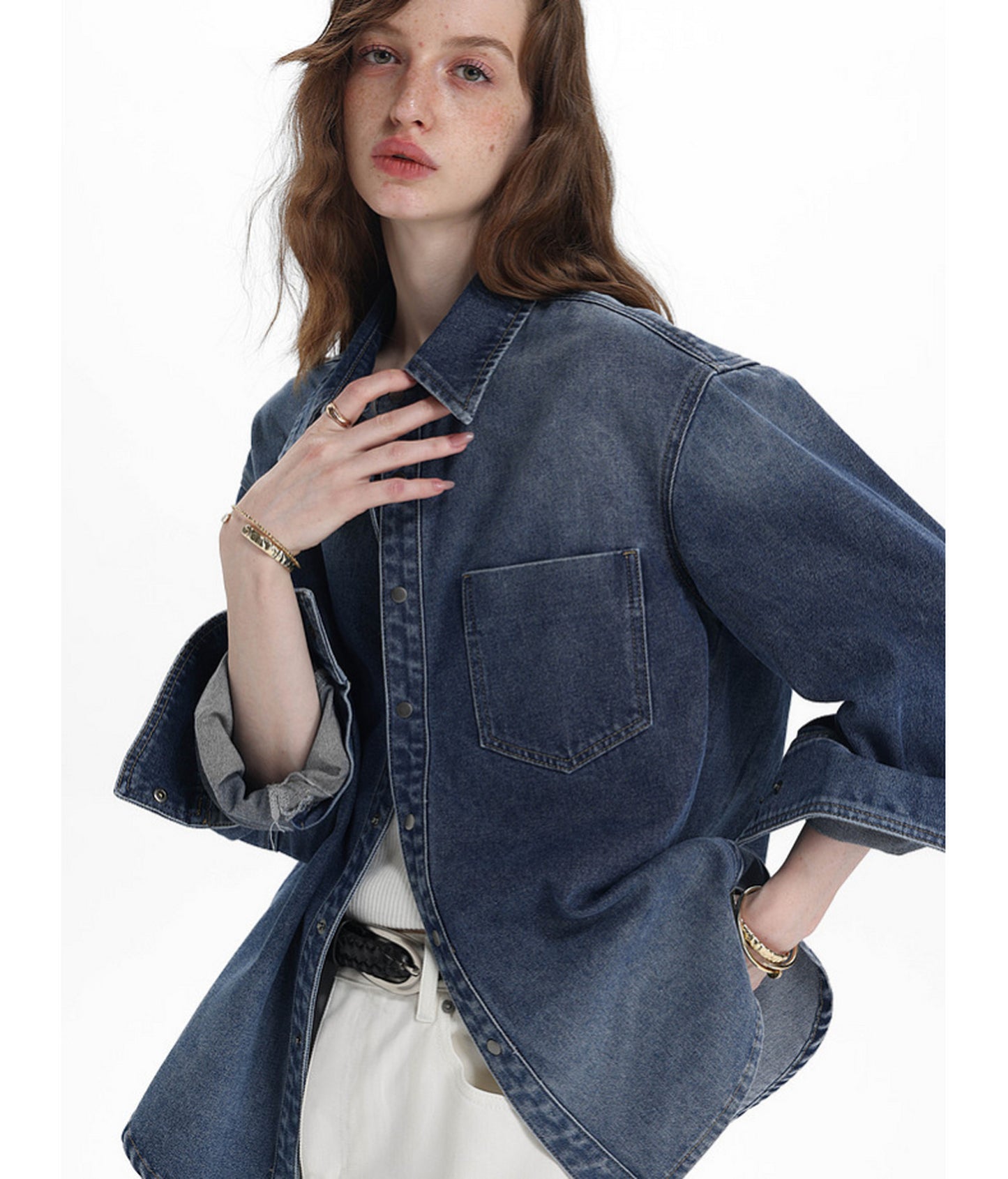 Vintage Relaxed-Fit Two-Tone Denim Shirt