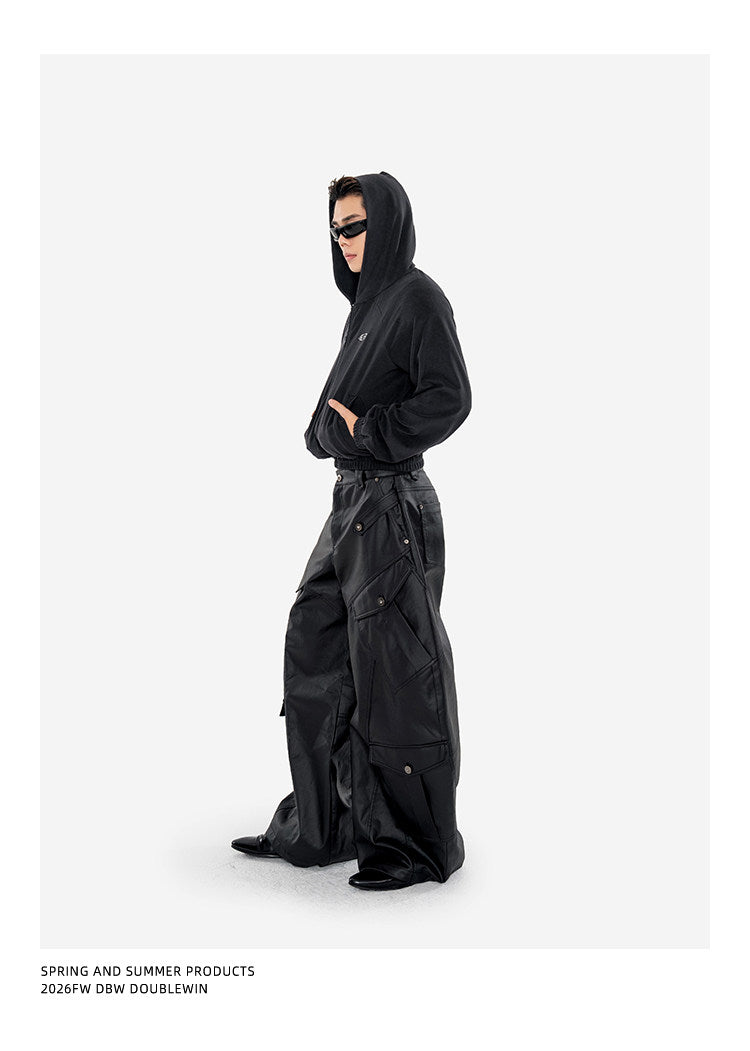 Wax-Finished Multi-Pocket Work Pants