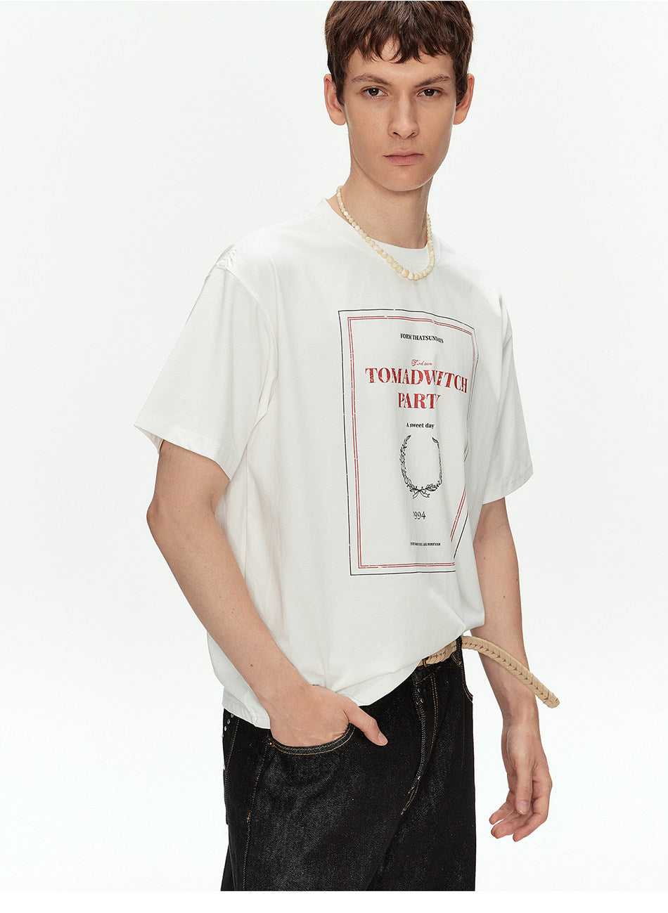 Printed Loose-Fit Drop-Shoulder T-Shirt