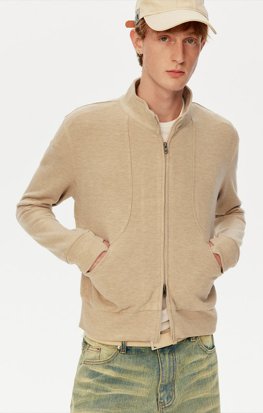 Stand-collar cropped sweatshirt