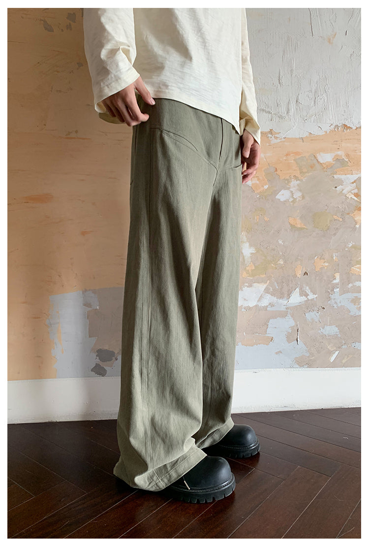 Draped wide casual pants