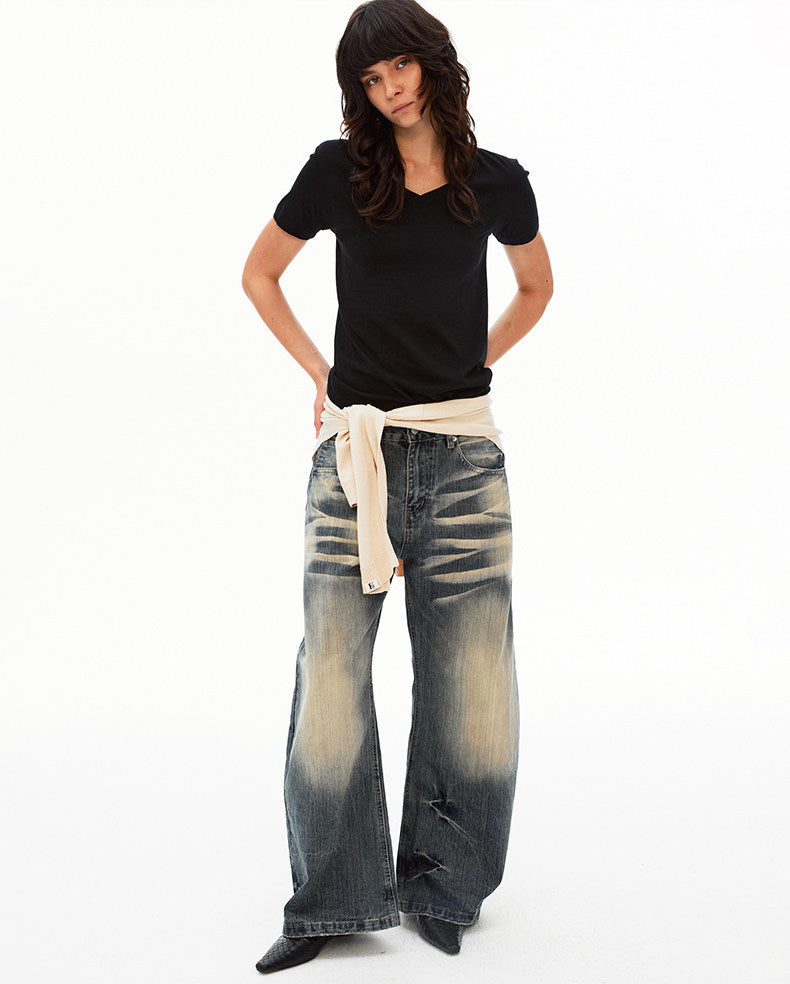 Vintage-style Washed Whiskey Jeans