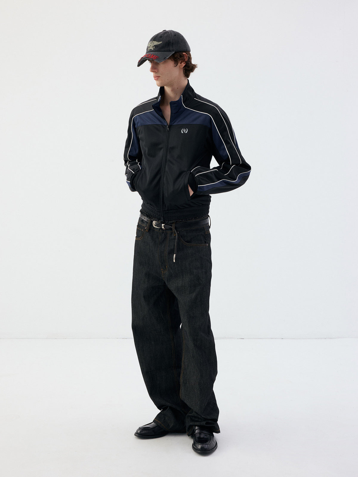 Jacket with a stand-up collar and a zipper