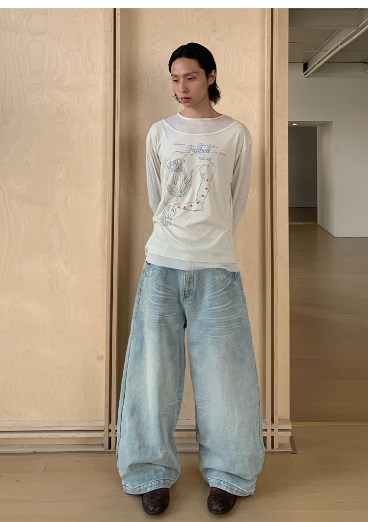 Double collar design T-shirt