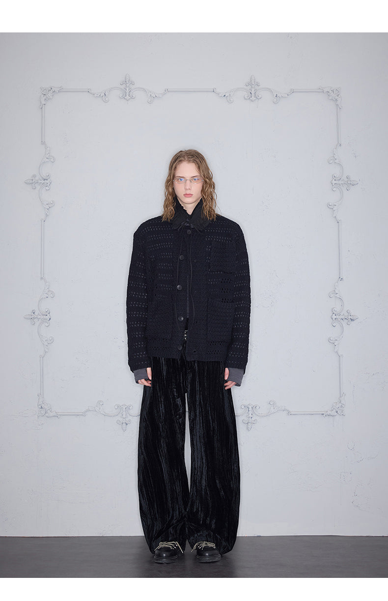 Pleated Velvet Casual Pants