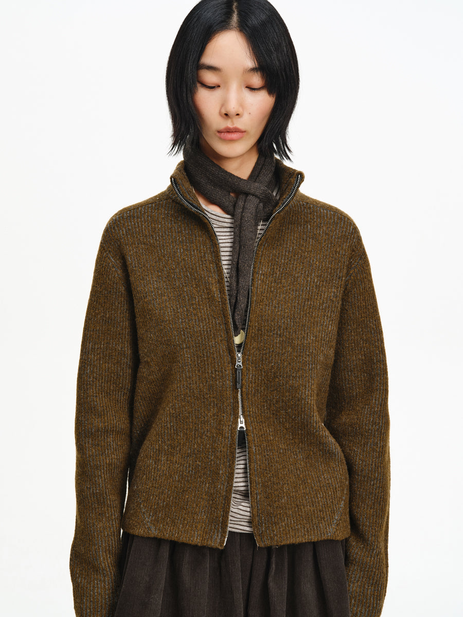 Contrast Textured Rib Cardigan