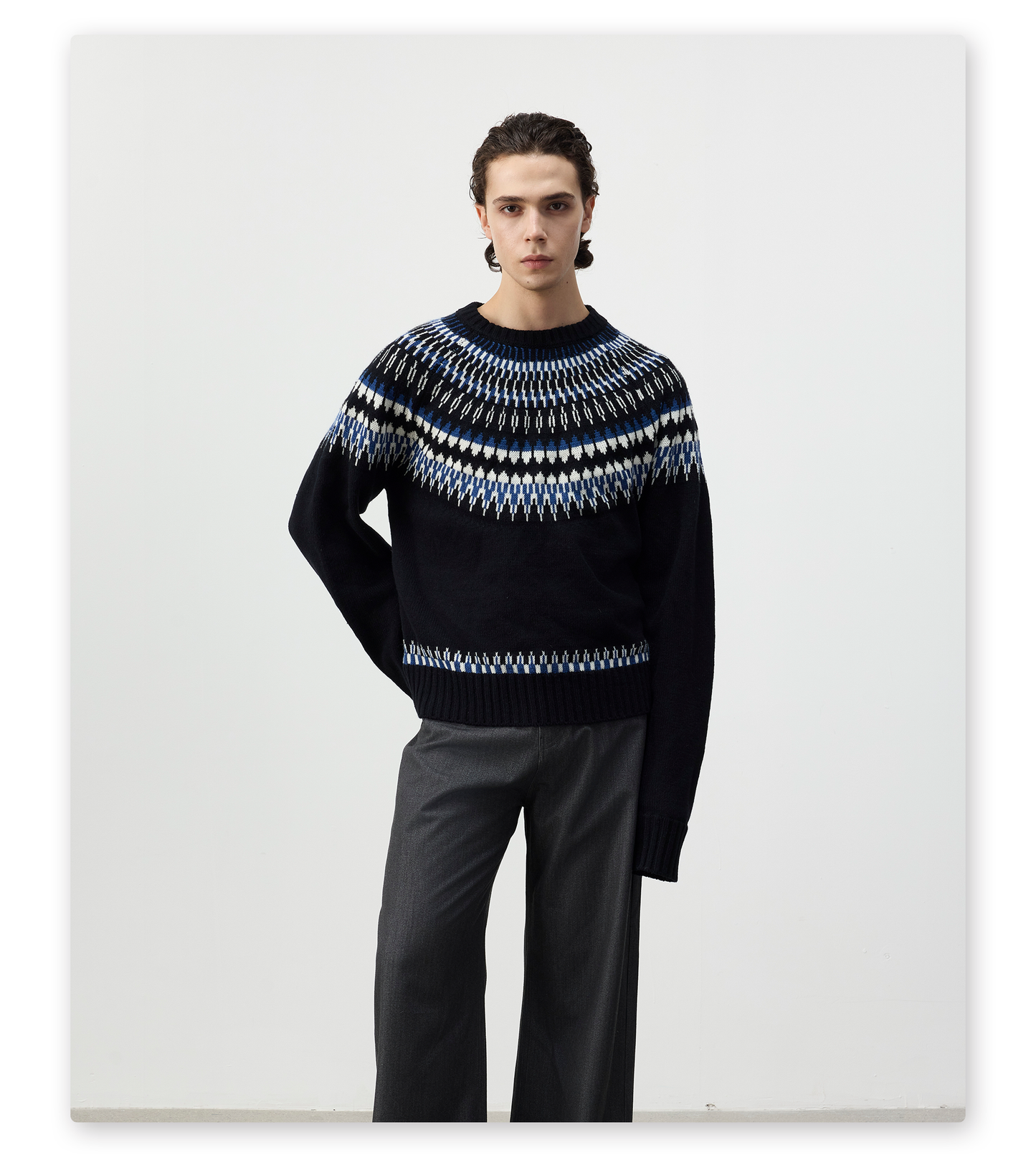 Wool Blend Crew Neck Sweater