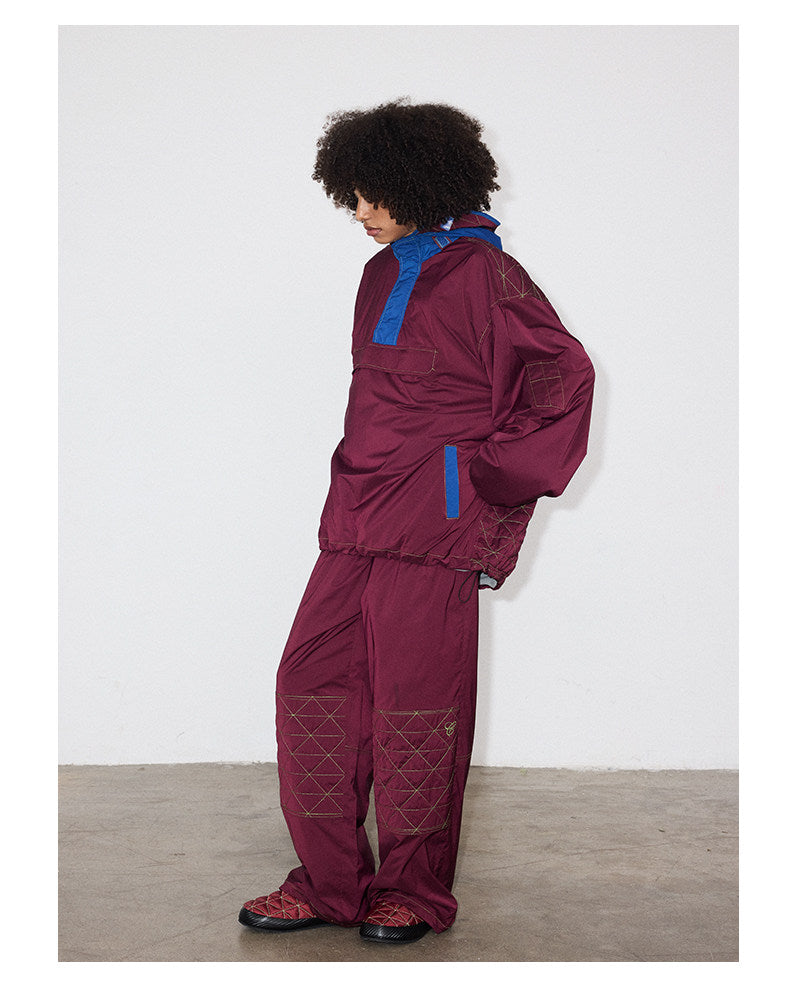 Diamond-Pattern Quilted Casual Pants